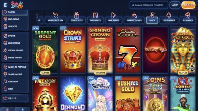 Dudespin Casino platform screenshot for NZ